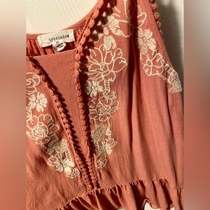 Dusty rose tank with floral embroidery